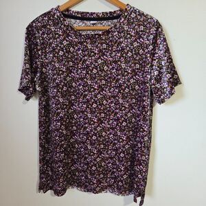 LIKE NEW OLD NAVY VELVETY DITSY FLORAL TEE SIZE M